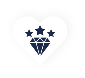 Herzgrafik mit Diamant und 3 Sternen