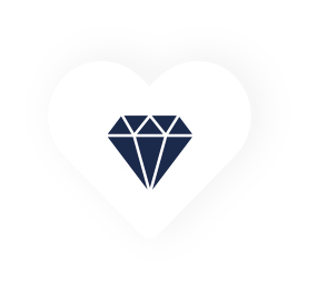 Herzgrafik mit Diamant in der Mitte