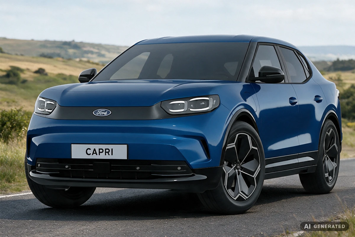 blauer Capri von vorne